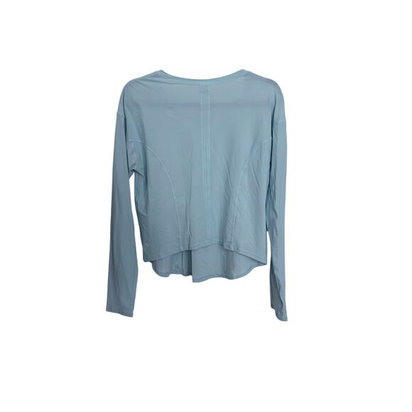 Lululemon Top Womens 10 Contoured Seam Long Sleeve Shirt Light Blue Athletic - Picture 2 of 3